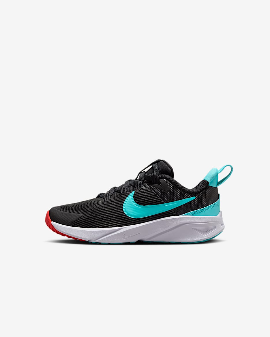Nike Star Runner 4 幼童透气免系鞋带运动鞋 - 黑/亮深红/白色/仙人掌绿