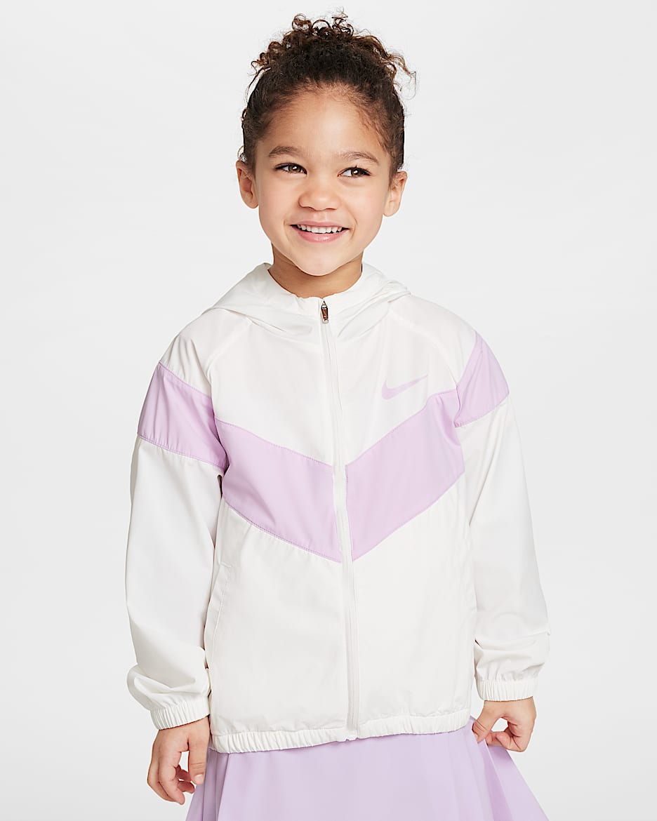 Nike 幼童凉感 V 字形撞色夹克防晒衣 - 白色