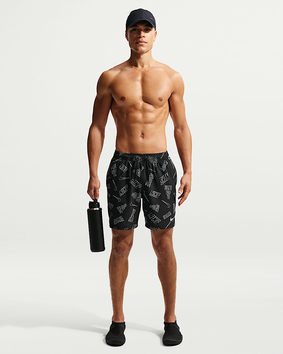 Nike Swim Breaker 男子沙滩短裤（含衬裤） - 黑/黑/黑/白色