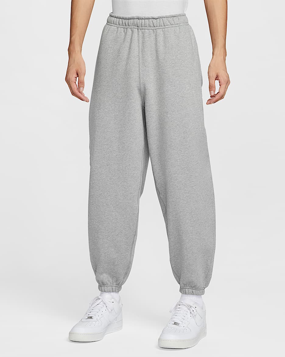 Nike Solo Swoosh 男子收口加绒长裤 - 调色暗灰/浅烟灰/白色