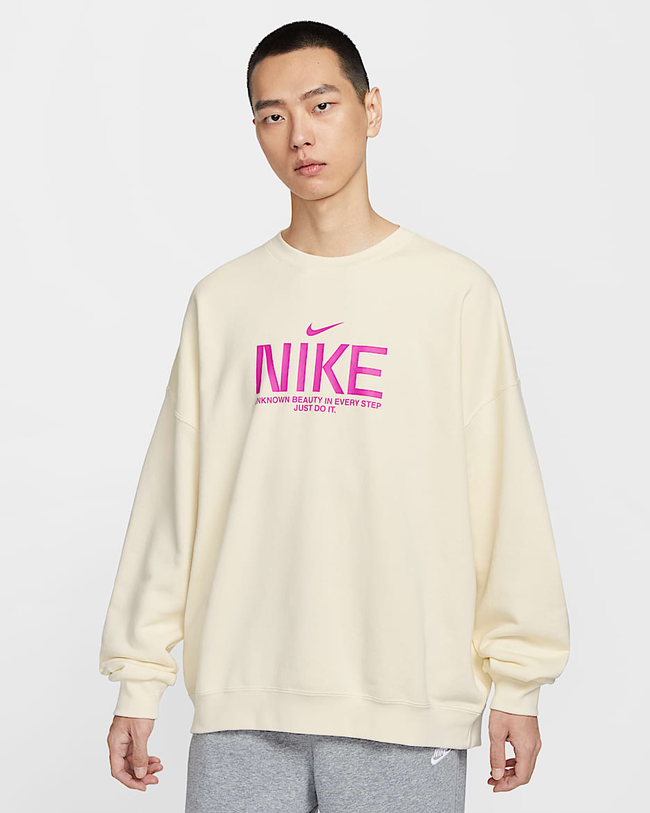 Nike Sportswear Club 男子 Oversize 风法式毛圈圆领运动衫 - 椰奶色