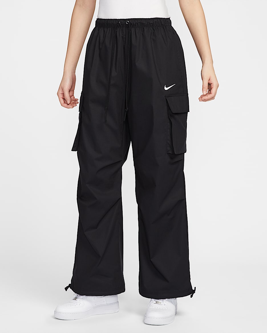 Nike Sportswear 女子梭织中腰长裤 - 黑