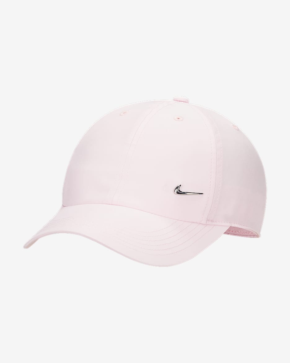 Nike Dri-FIT Club 大童速干软顶金属耐克勾运动帽 - 泡沫粉/金属银