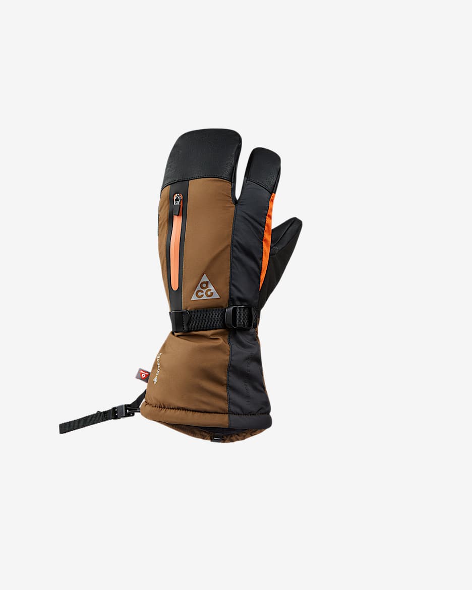 Nike ACG Therma-FIT ADV GORE-TEX 加绒里料三指手套（1 副） - 苔木棕色/安全橙/银