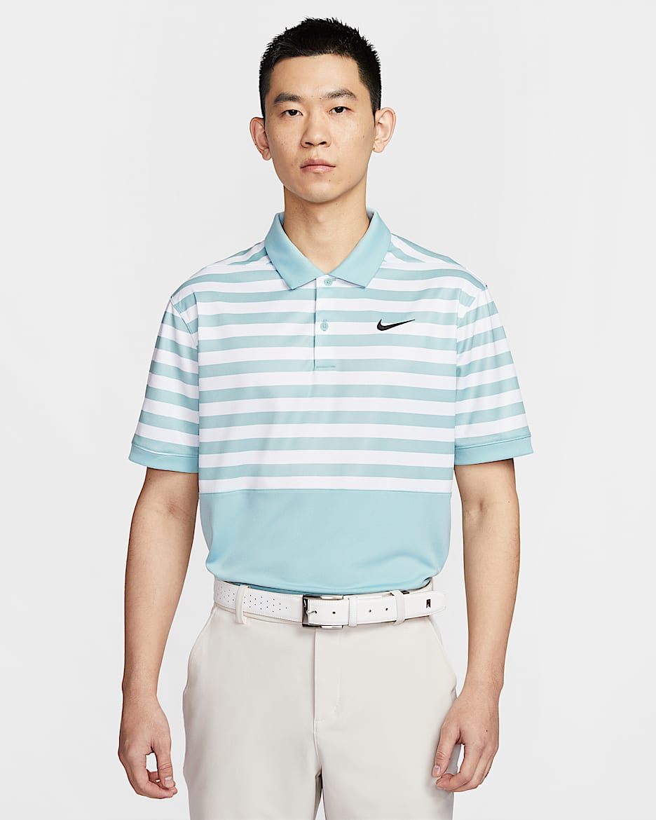Nike Victory+ Dri-FIT 男子速干高尔夫翻领T恤 - 海洋深蓝/黑