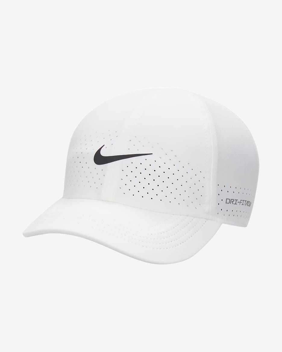 Nike Dri-FIT ADV Club 速干软顶网球运动帽 - 白色/黑