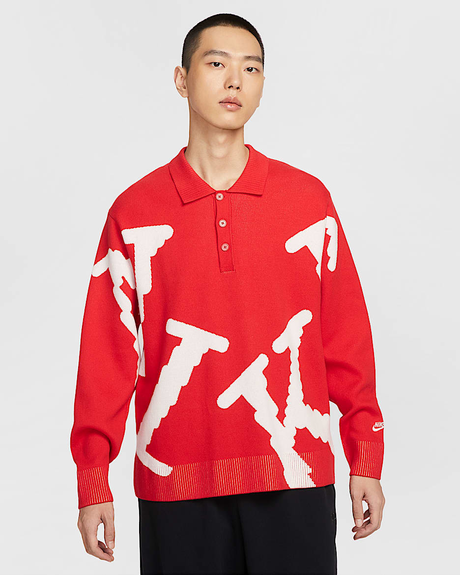 Nike Sportswear Club 男子橄榄球上衣 - 大学红/帆白/帆白