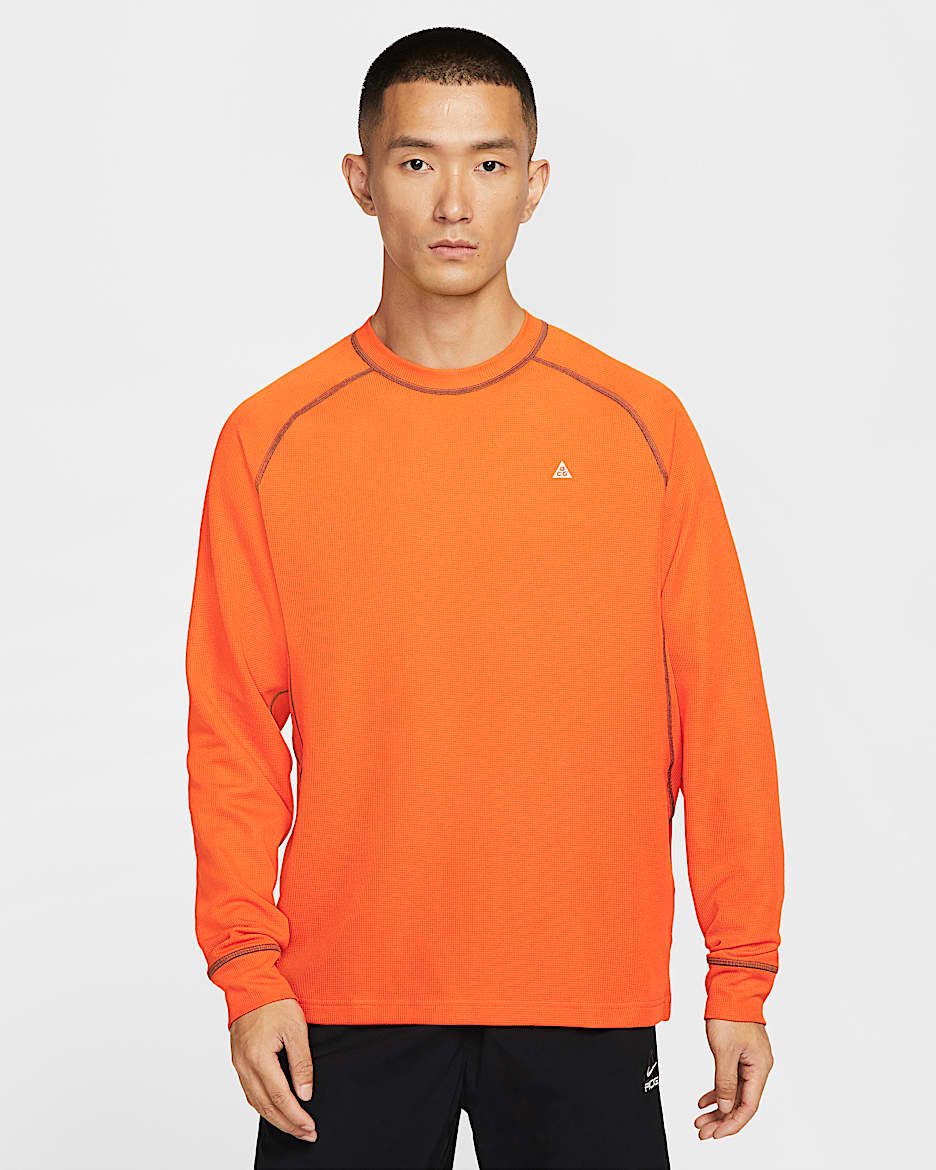 Nike ACG "Chinati" Dri-FIT ADV 男子速干防晒长袖上衣 - 安全橙/苔木棕色/山峰白
