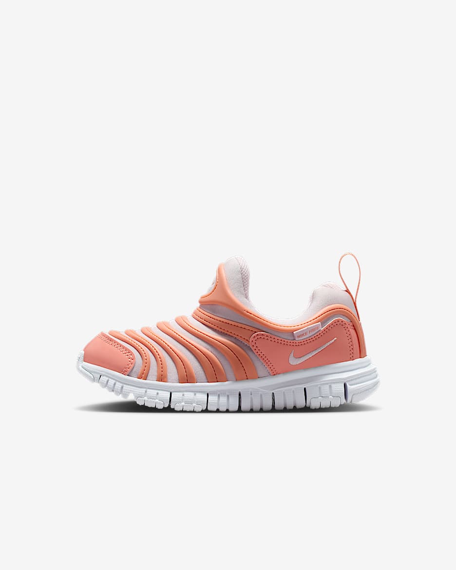Nike Dynamo Free 耐克毛毛虫幼童一脚蹬易穿脱运动鞋 - 杏黄粉/白色/浅紫丁香色