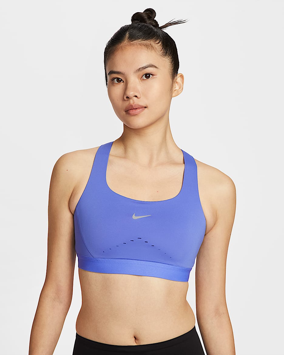 Nike Swift 女子速干高强度支撑轻衬运动内衣 - 宝石蓝/银