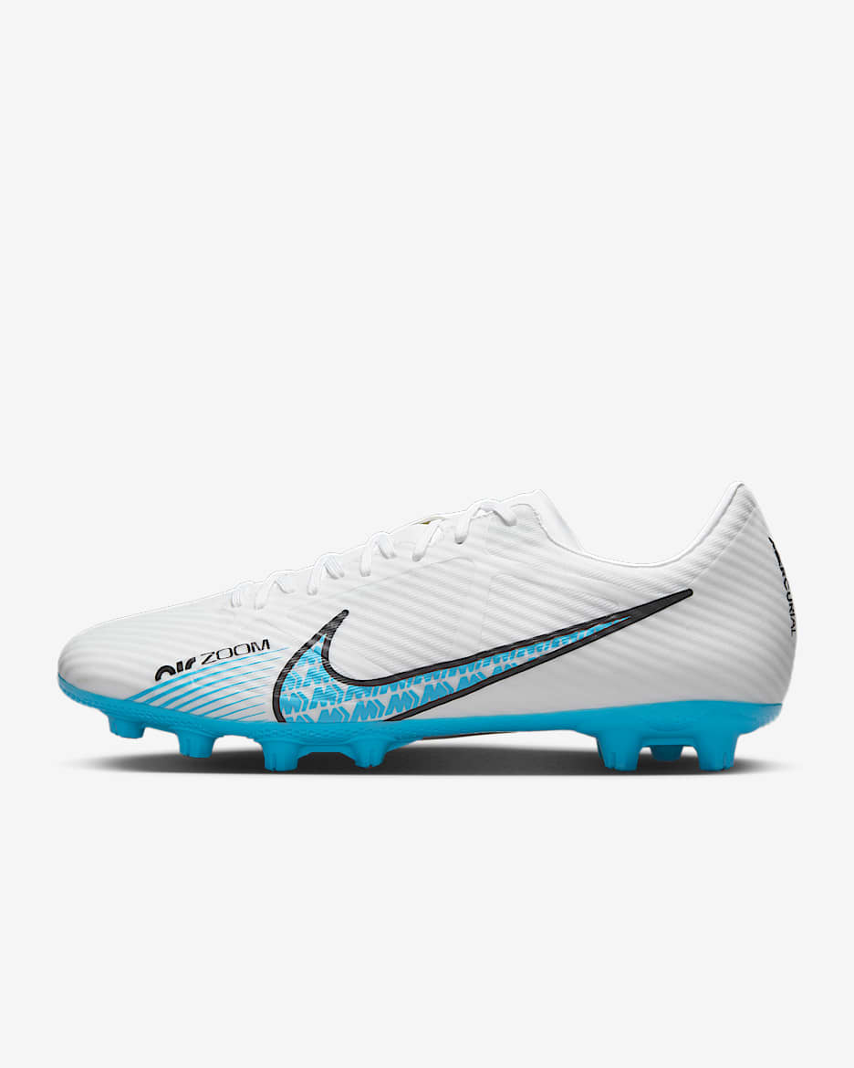 Nike Zoom Vapor 15 Academy HG 男子硬地足球鞋 - 白色/爆炸粉/波罗的海蓝