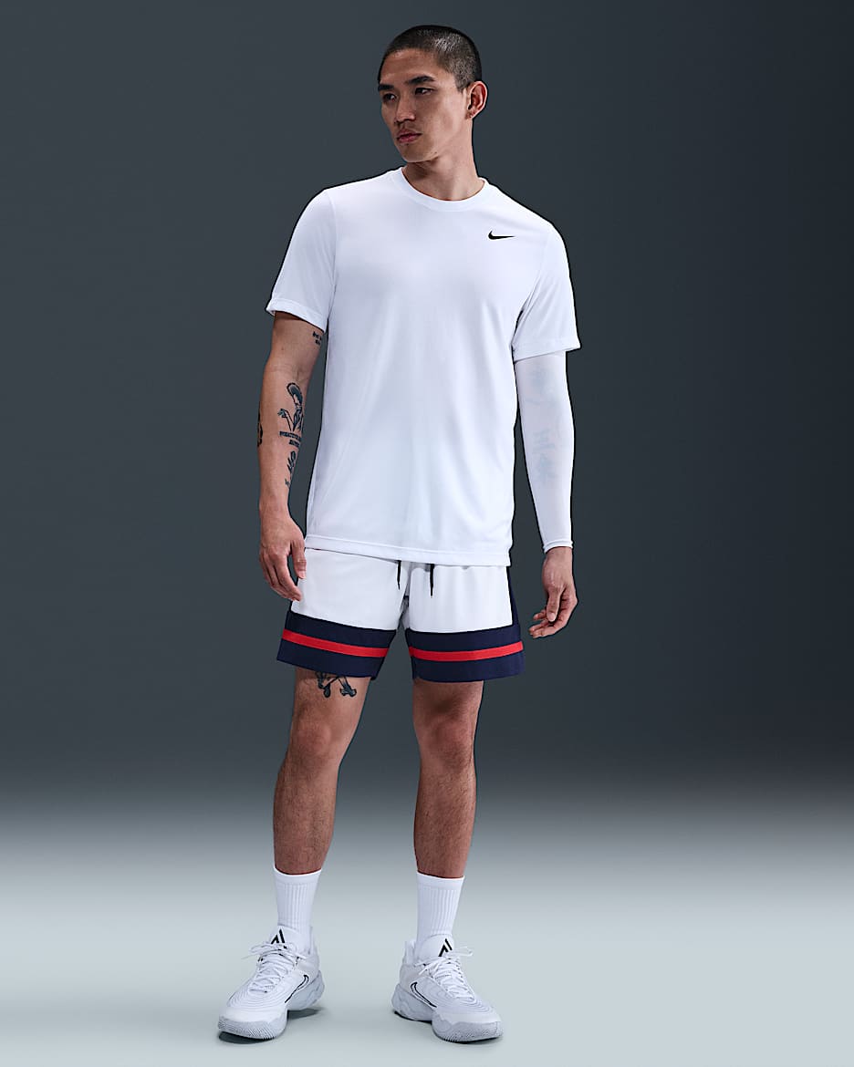 Nike Dri-FIT 男子速干篮球短裤 - 白色/深藏青/大学红/黑