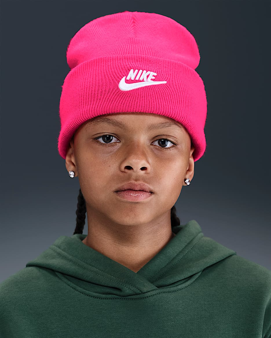 Nike Peak 大童针织帽 - 透明粉/白色