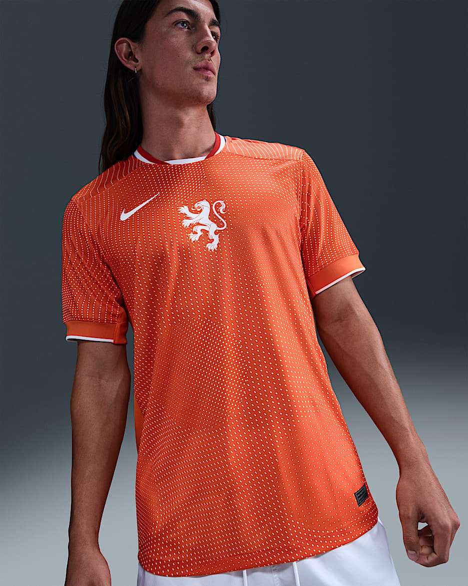 2025 赛季荷兰队主场球迷版 Nike Dri-FIT 男子速干足球球衣 - 安全橙/白色