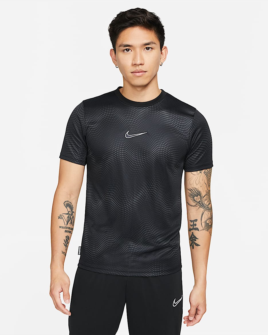 Nike Dri-FIT Academy 男子短袖足球上衣 - 煤黑/黑/白色