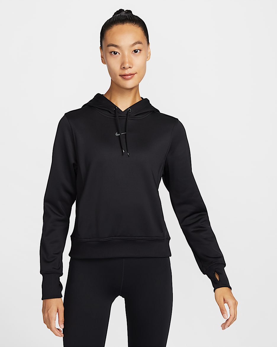 Nike Therma-FIT One 女子加绒套头连帽衫 - 黑/白色