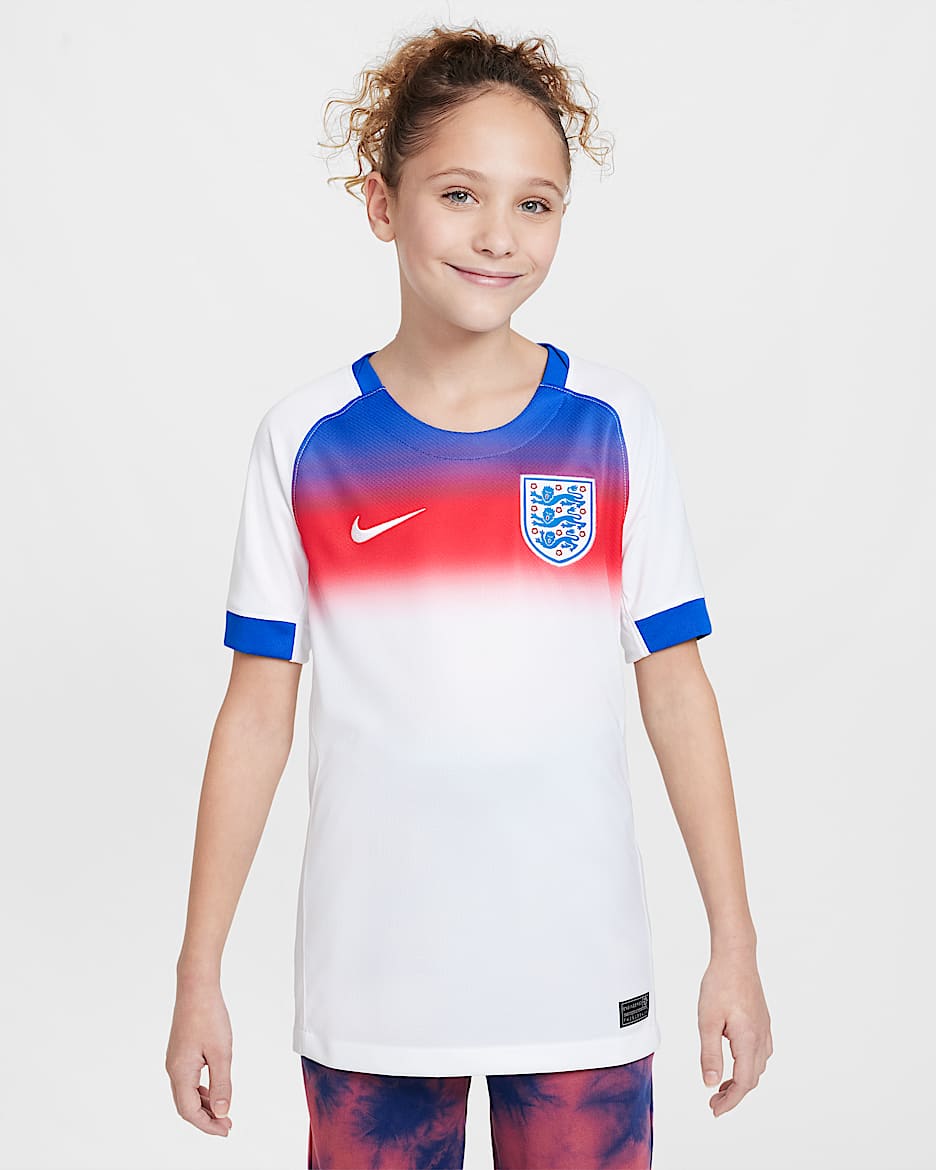 2025 赛季英格兰队主场球迷版 Nike Dri-FIT 大童速干足球球衣 - 皇家蓝/白色/白色