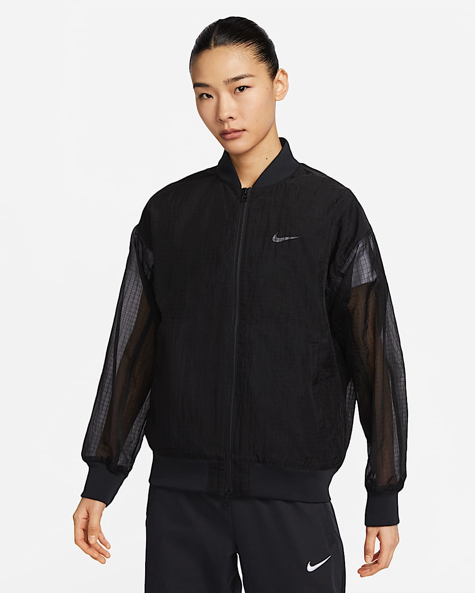 Nike Sportswear Essentials 女子梭织运动夹克 - 黑/白色