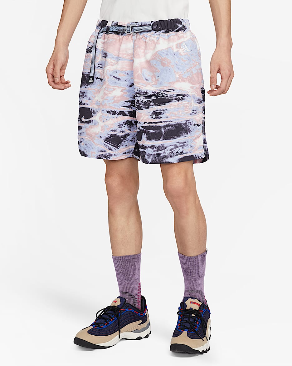 Nike ACG 男子整版印花越野短裤 - 牛津粉/铁架黑/狂喜钴蓝/山峰白