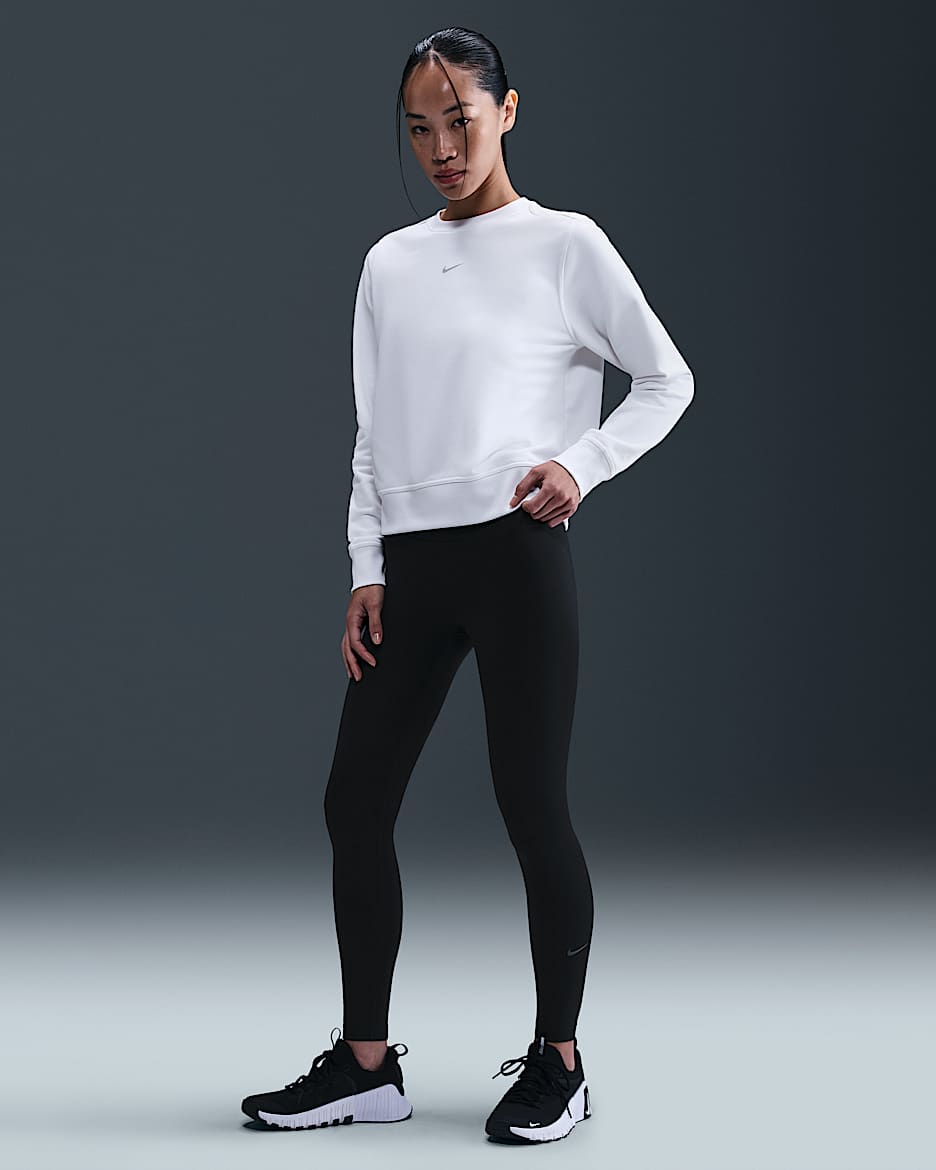 Nike One Therma-FIT 女子高腰紧身裤 - 黑/白色