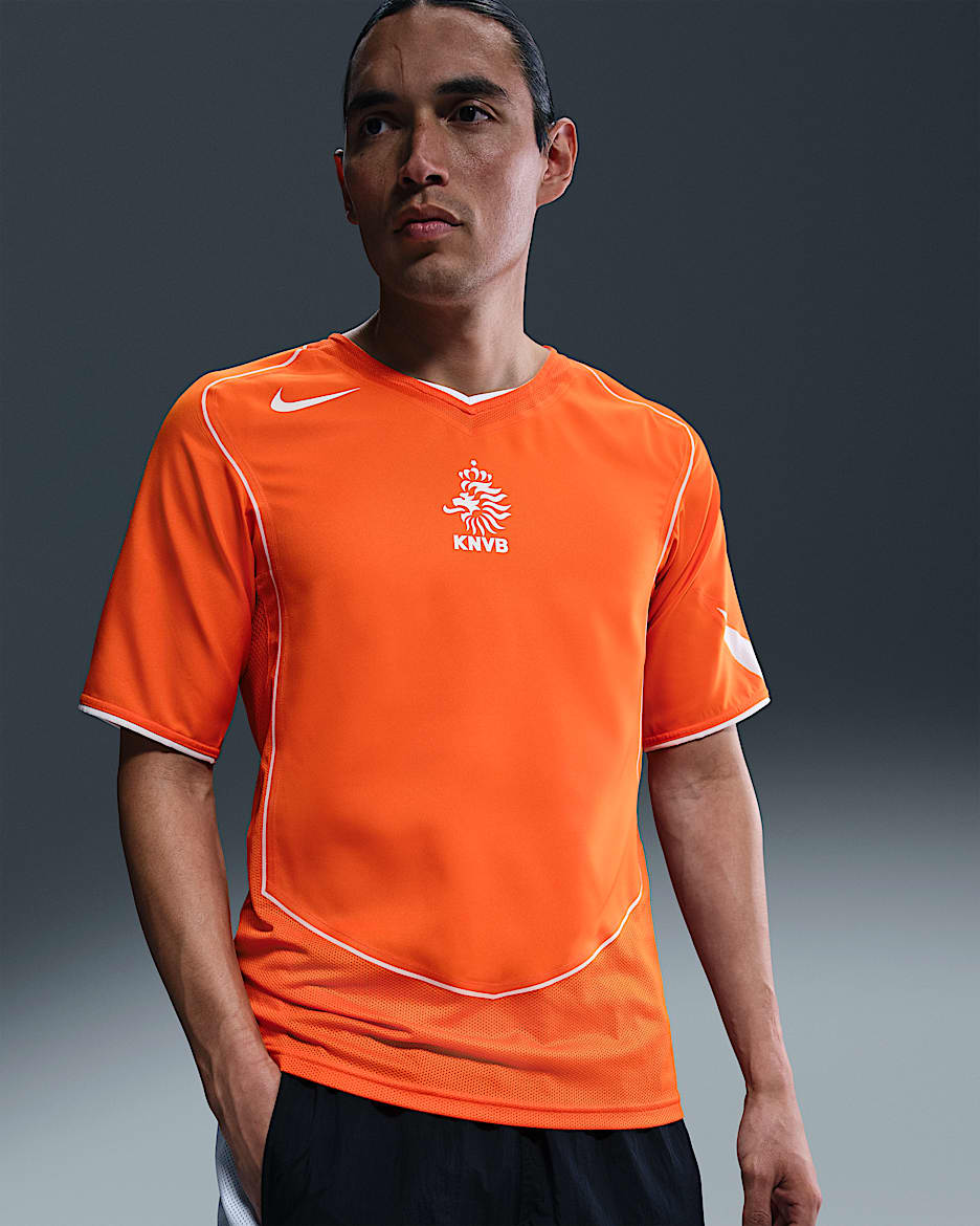 荷兰队 2004 Reissue 球迷版 Nike 男子速干足球球衣 - 安全橙/白色/白色