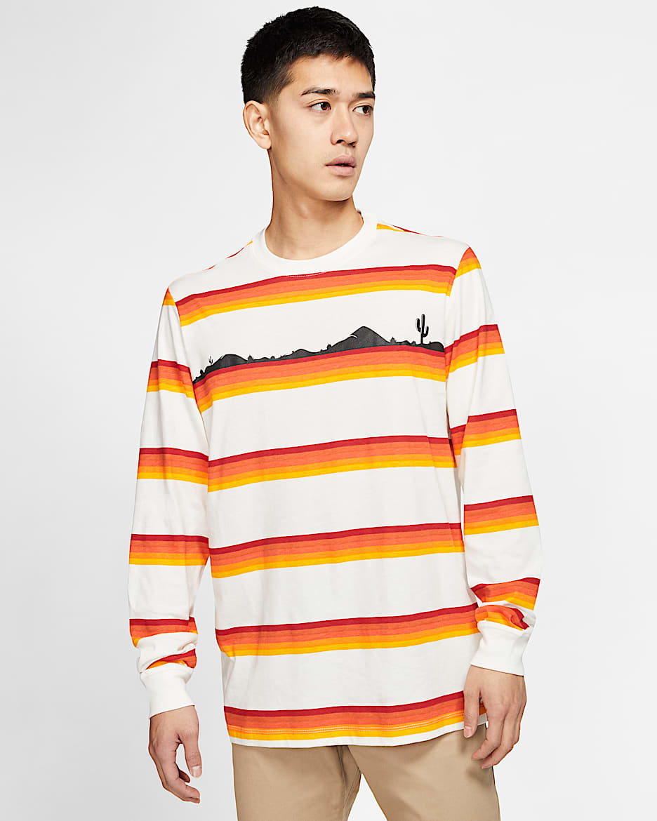 Nike SB 男子印花长袖滑板T恤 - 帆白