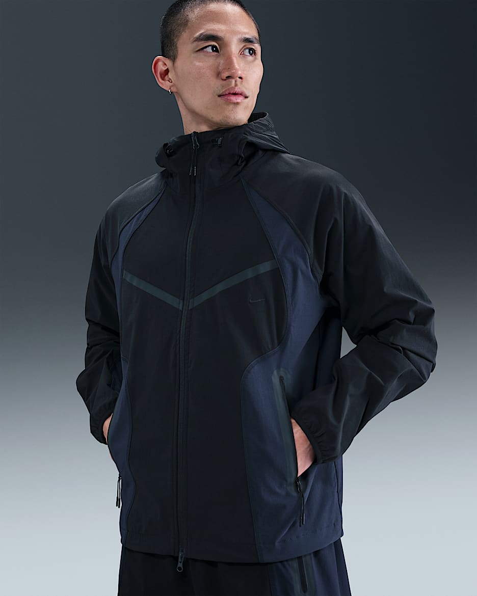 Nike Tech 男子梭织撞色宽松夹克 - 黑/黑曜石色/黑