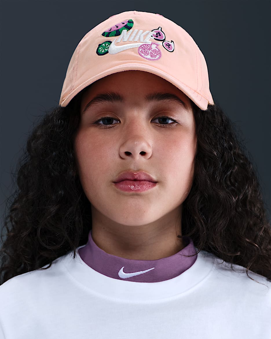 Nike Club 大童软顶运动帽 - 水洗珊瑚红/深藏青