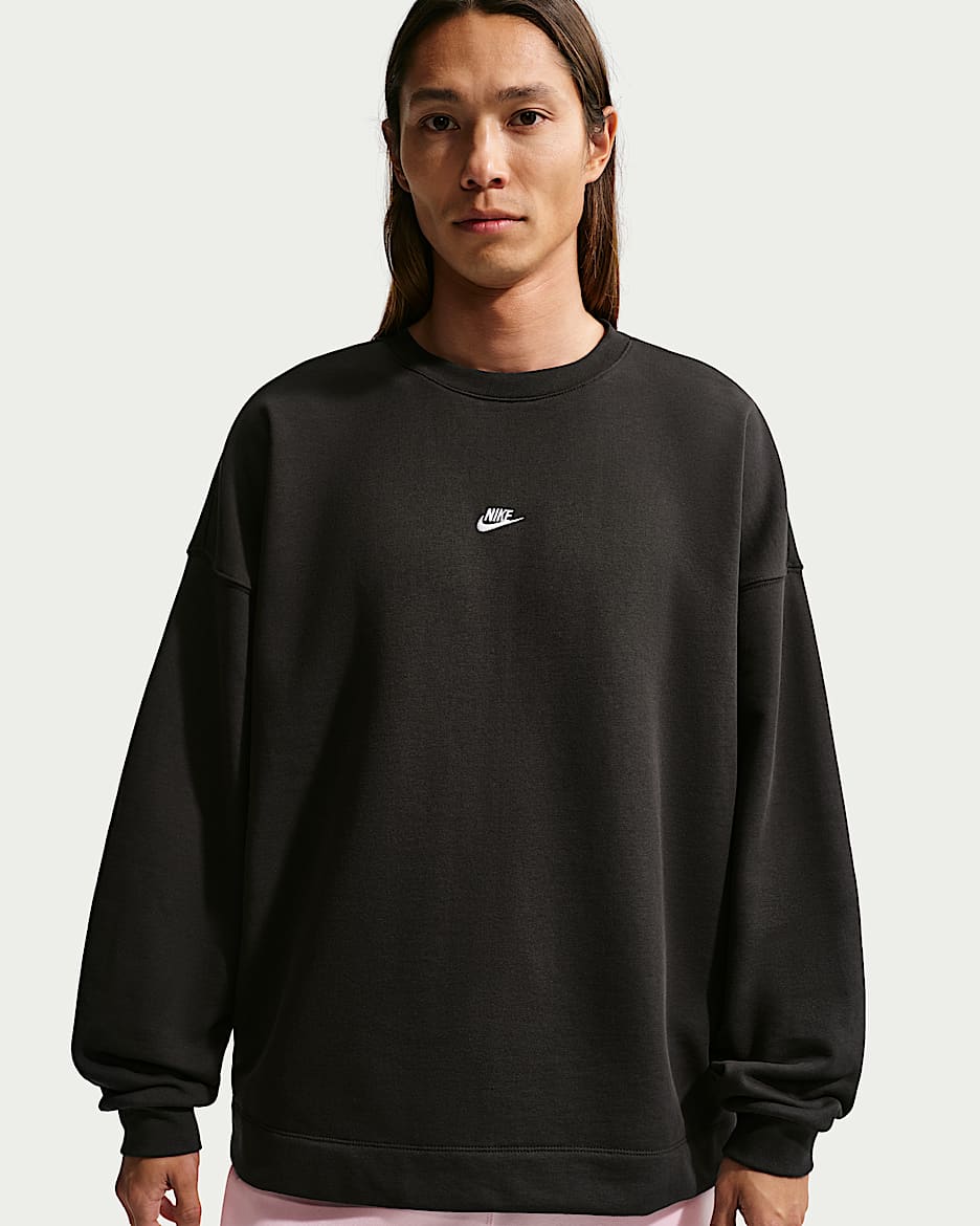 Nike Sportswear Club 男子 Oversize 风法式毛圈圆领运动衫 - 黑/白色