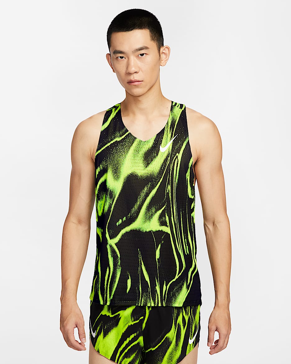 Nike AeroSwift Dri-FIT ADV 男子速干跑步背心 - 荧光黄/白色