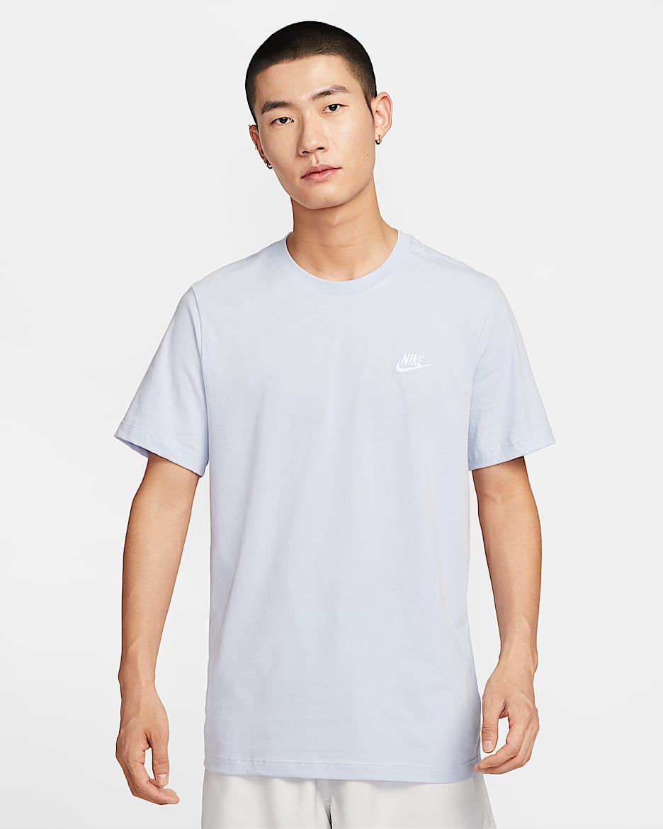 Nike Sportswear Club 男子刺绣柔软纯棉T恤 - 幻影/白色