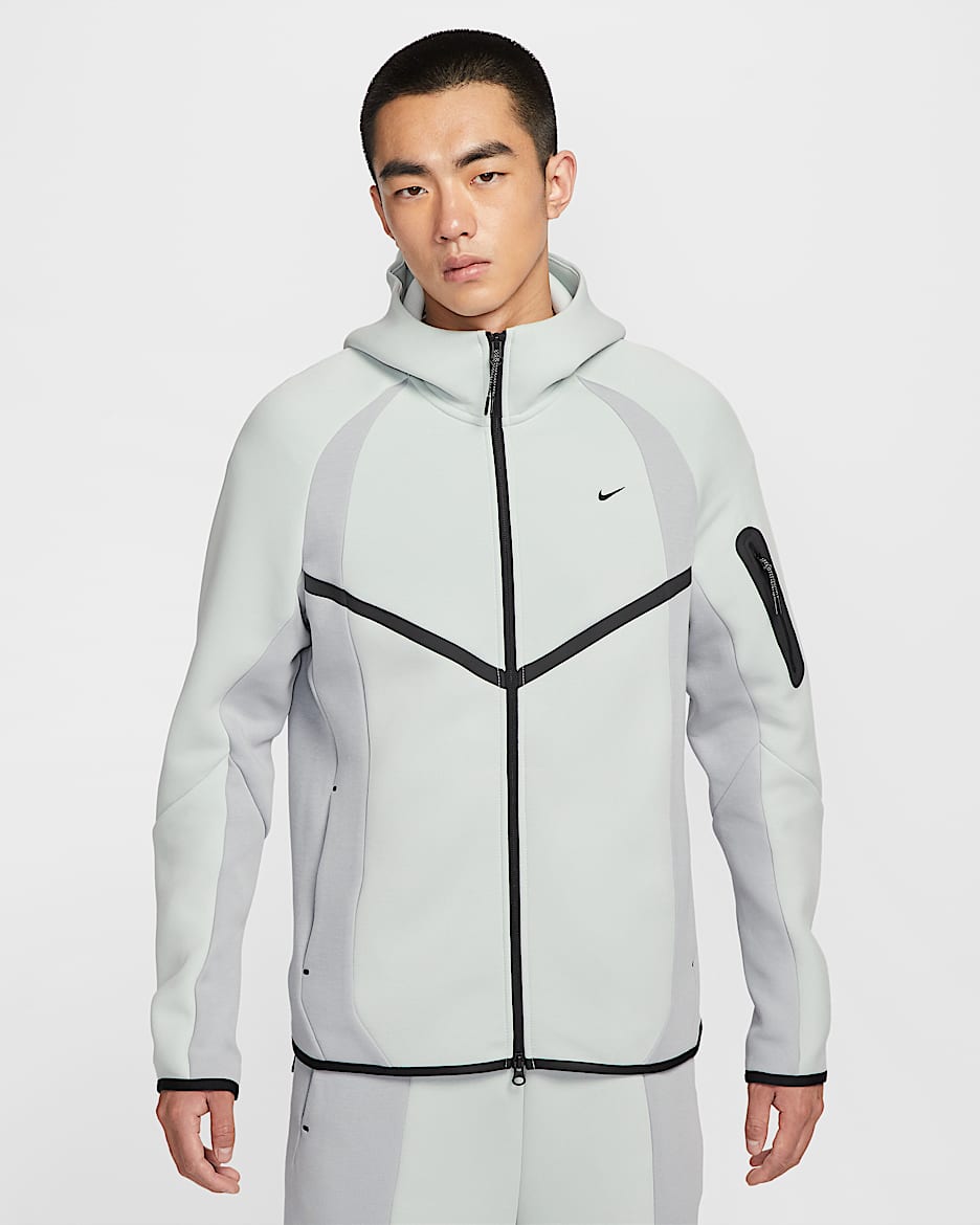 Nike Tech Windrunner 男子全长拉链开襟针织夹克 - 浅银/浅烟灰/黑