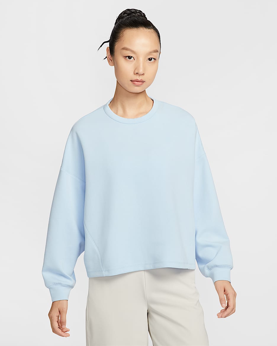 Nike 24.7 ImpossiblySoft Dri-FIT 女子 Oversize 风速干圆领上衣 - 天青石蓝/心灵蓝