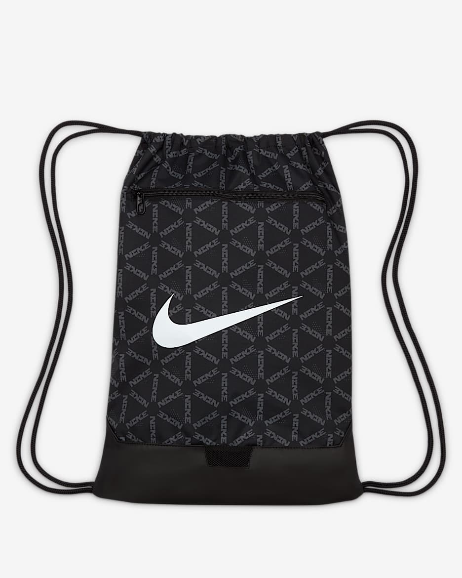 Nike Brasilia 印花训练健身包 - 黑/黑/白色