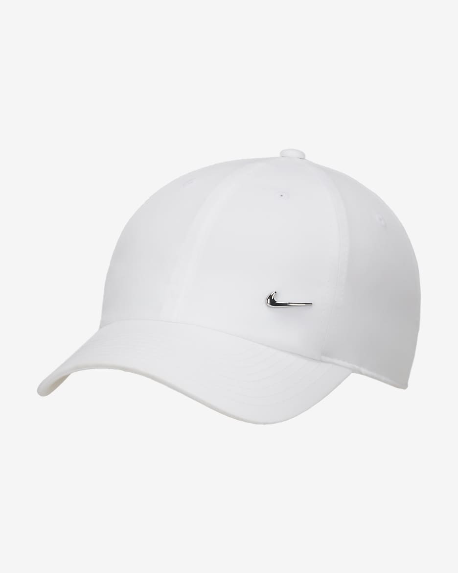 Nike Dri-FIT Club 透气速干软顶金属耐克勾运动帽 - 白色/金属银
