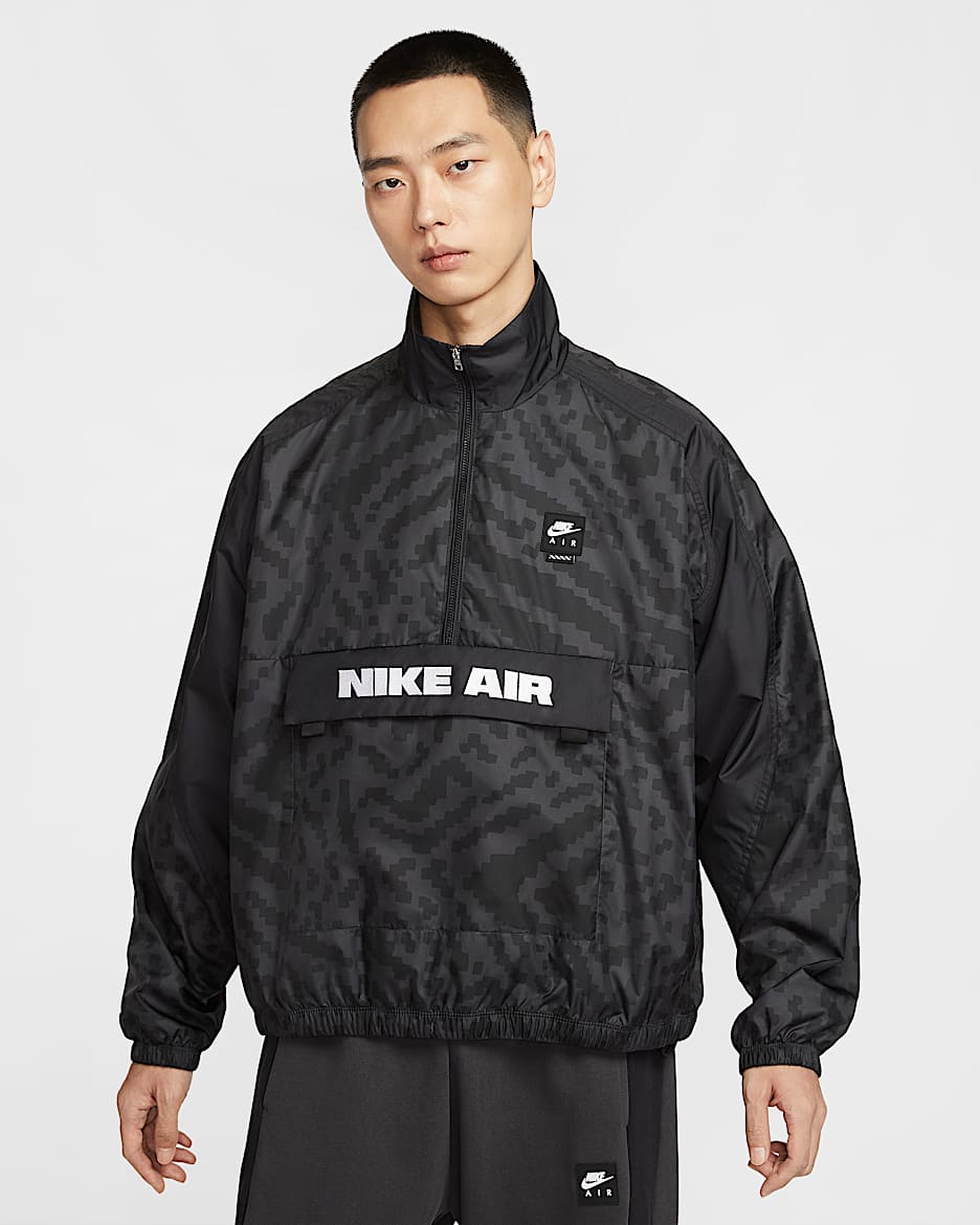 Nike Air 男子半长拉链开襟上衣 - 煤黑/黑/黑