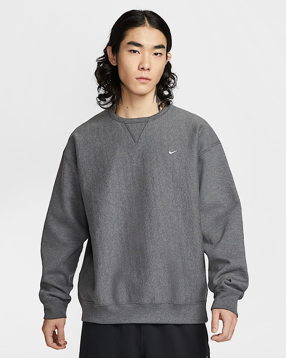 Nike Solo Swoosh 男子加绒圆领上衣 - 调色炭黑/白色