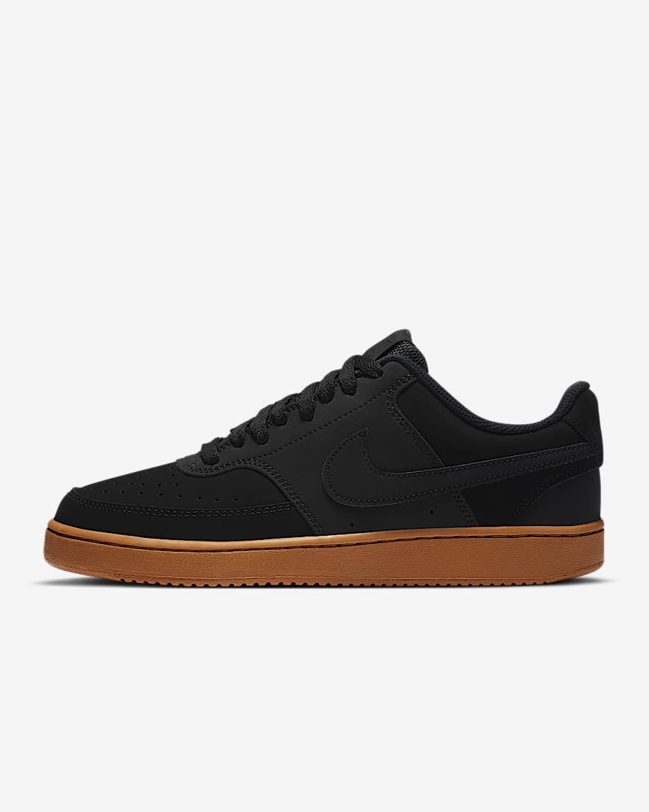 Nike Court Vision Low 男子运动鞋板鞋 - 黑/麦黄/黑