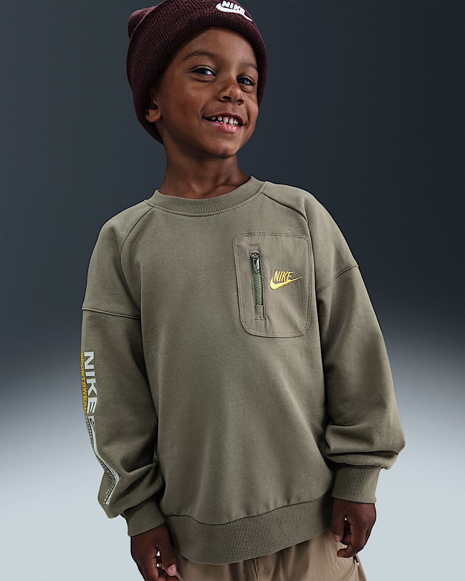 Nike Sportswear Futura 幼童法式毛圈圆领上衣 - 浅军绿