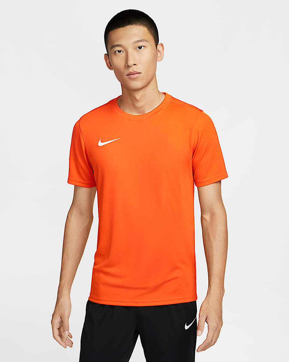 Nike Dri-FIT Park VII 男子速干短袖上衣 - 安全橙/黑