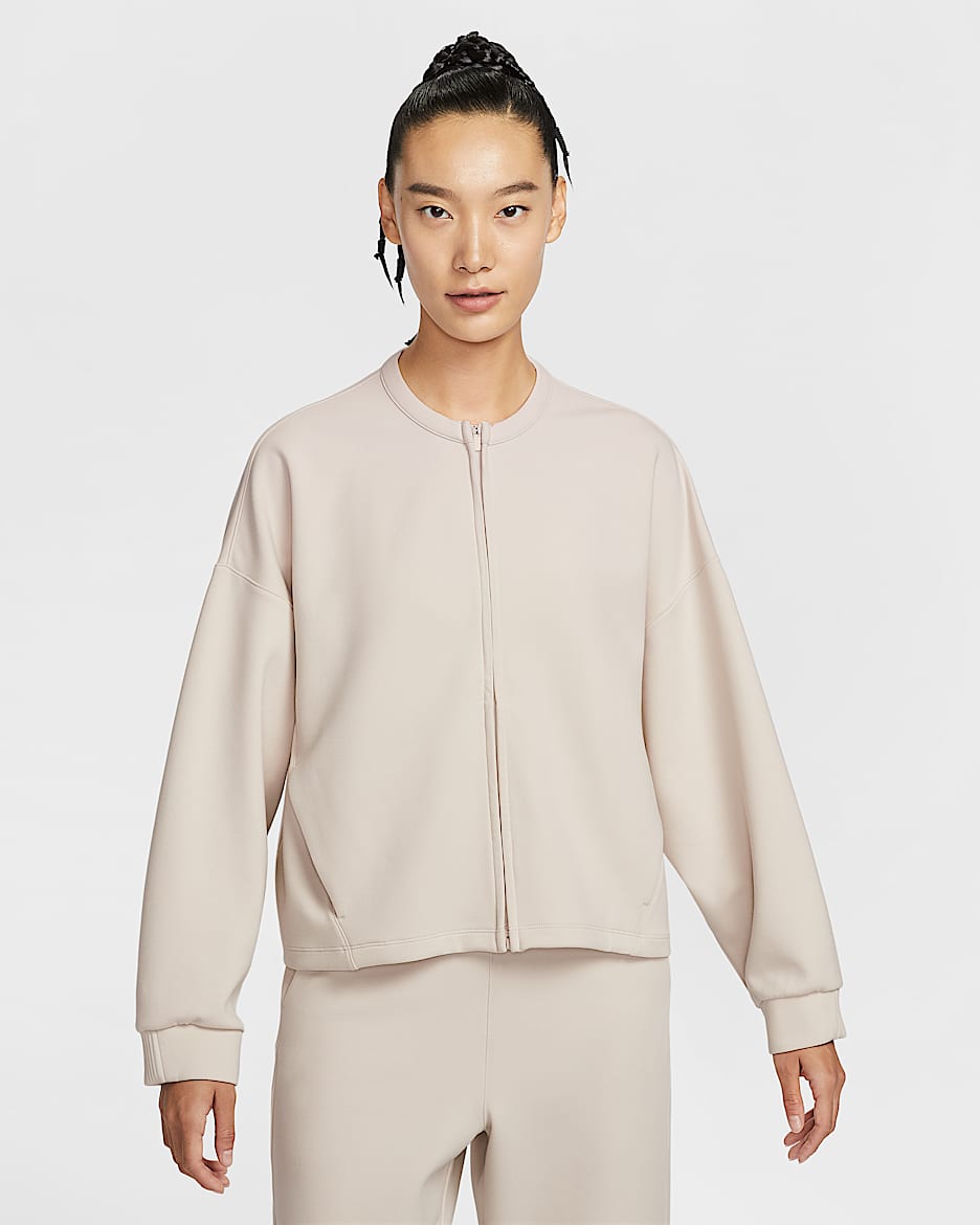 Nike 24.7 ImpossiblySoft Dri-FIT 超感柔软女子 Oversize 风速干圆领全长拉链开襟上衣 - 浅土褐/浅土褐/浅铁矿石灰