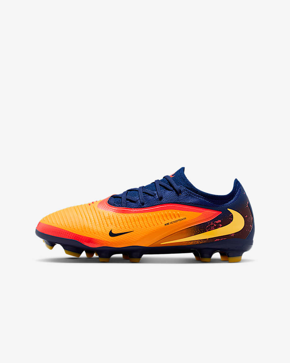 Nike Jr. Phantom 6 Low Pro "Erling Haaland" 耐克暗煞系列哈兰德大童 MG 多种场地低帮足球鞋 - 激光橙/空间蓝/亮眼柠檬黄