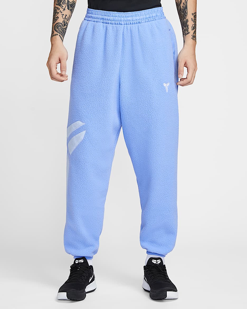 Kobe 科比男子冬季款仿羊羔绒篮球长裤 - 脉冲宝石蓝/铝蓝/白色