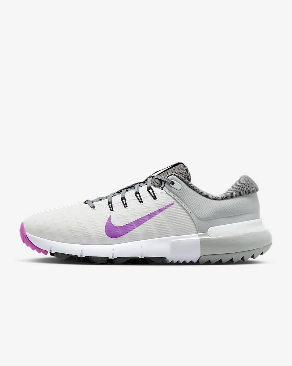 Nike Free Golf NN 男/女高尔夫球鞋 - 白色/铁灰/浅烟灰/明亮紫