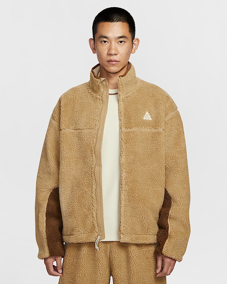 Nike ACG "Canwell Glacier" Therma-FIT ADV 男子仿羊羔绒夹克 - 杏茶色/苔木棕色/浅卡其/山峰白