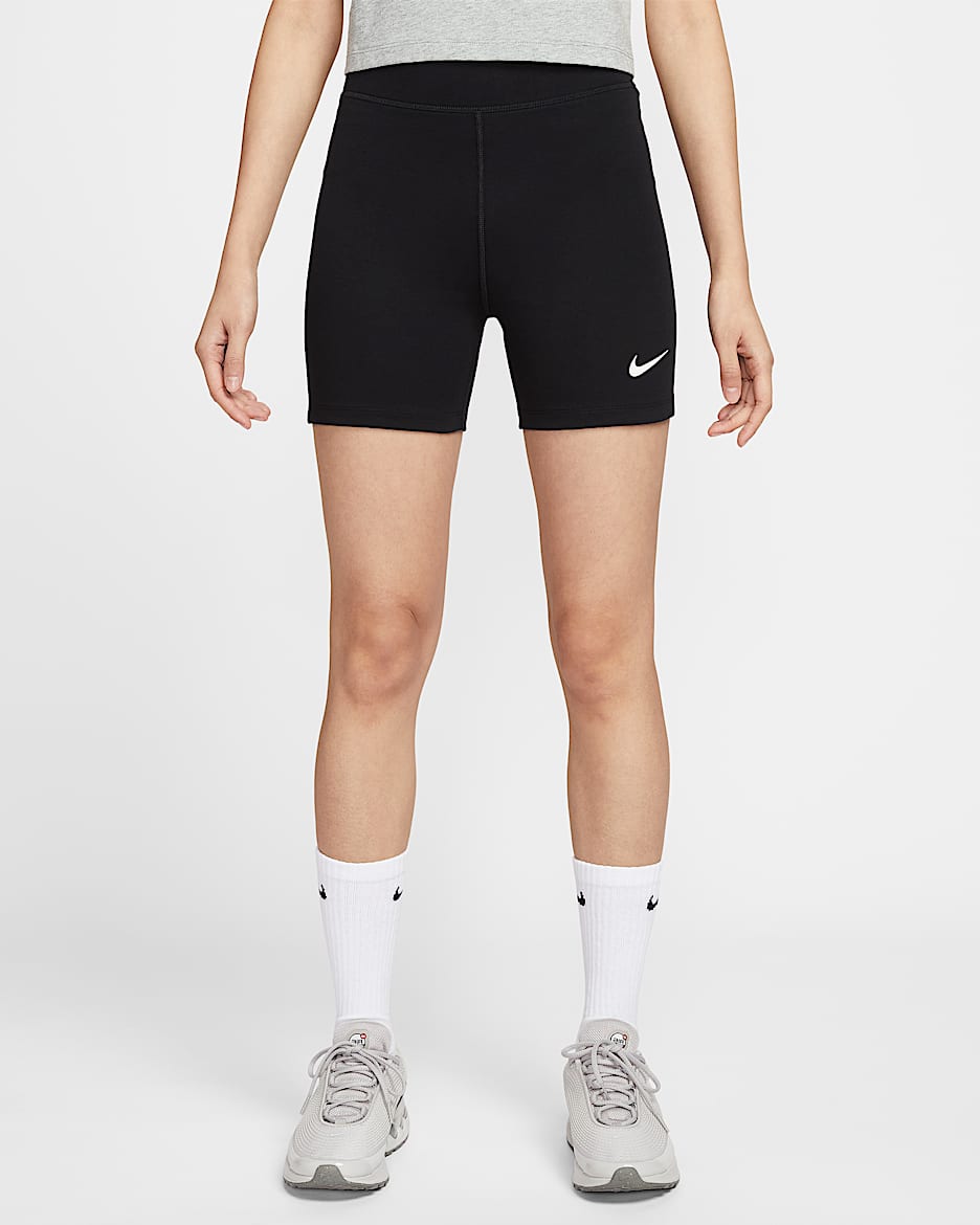 Nike Sportswear Classic 女子高腰骑行短裤 - 黑/帆白