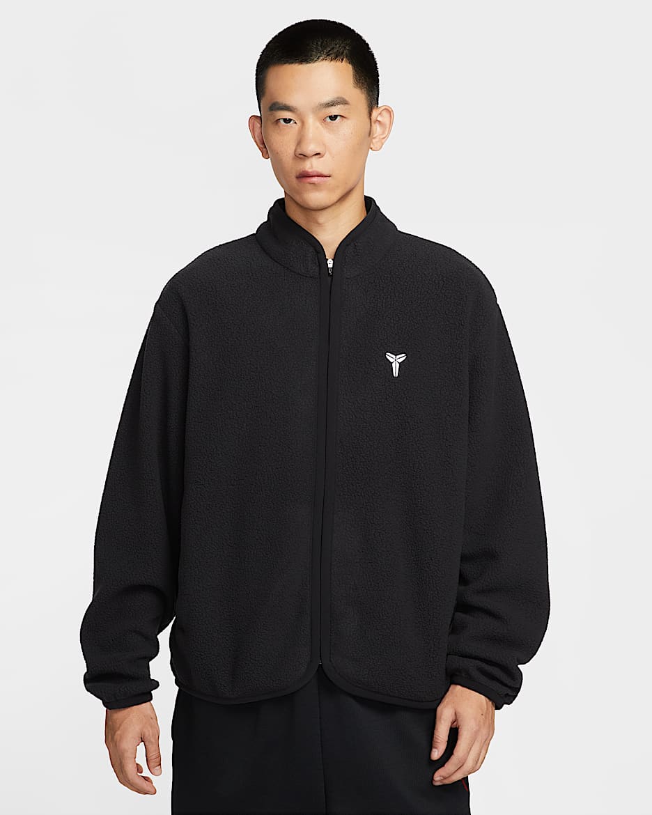 Kobe 科比男子冬季款仿羊羔绒篮球夹克 - 黑/煤黑/白色