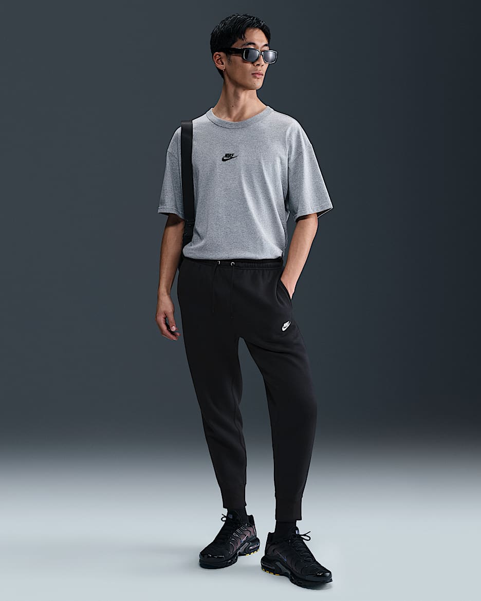 Nike Club 男子加绒长裤 - 黑/黑/白色