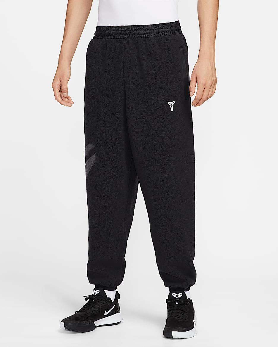 Kobe 科比男子冬季款仿羊羔绒篮球长裤 - 黑/煤黑/白色