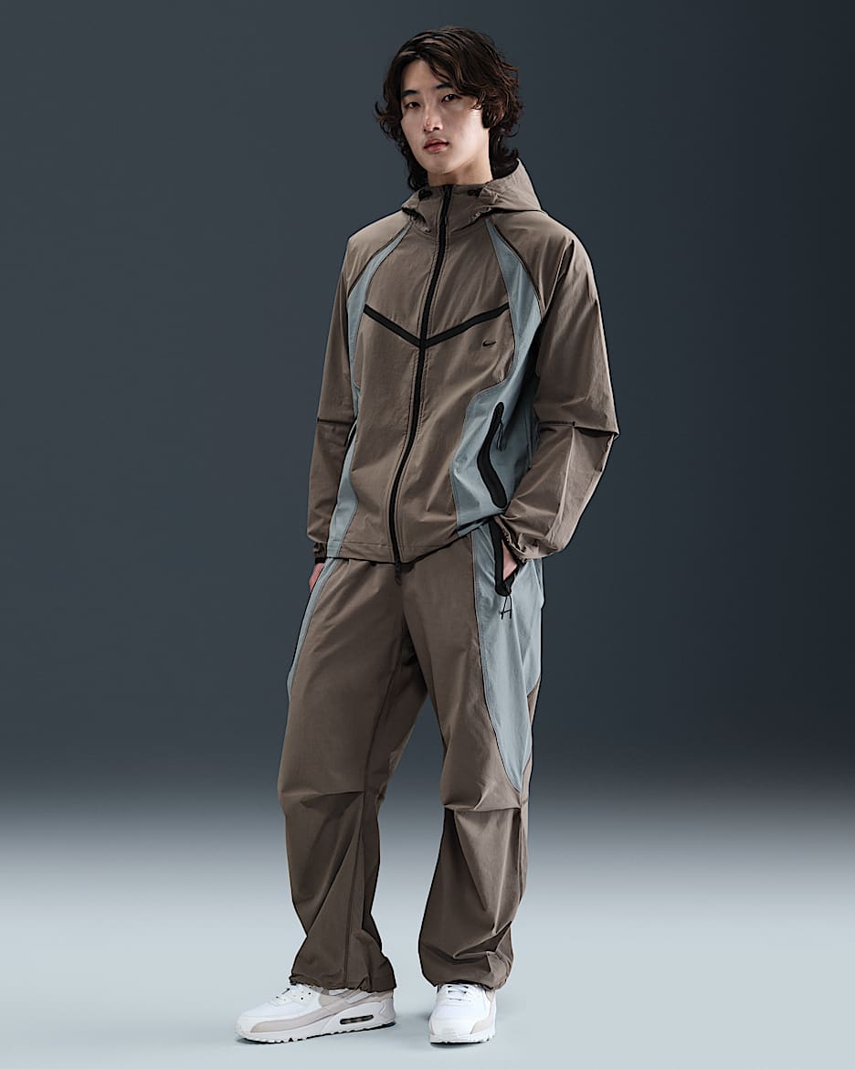 Nike Tech 男子梭织撞色 Oversize 风长裤 - 洞穴石色/冷灰/黑